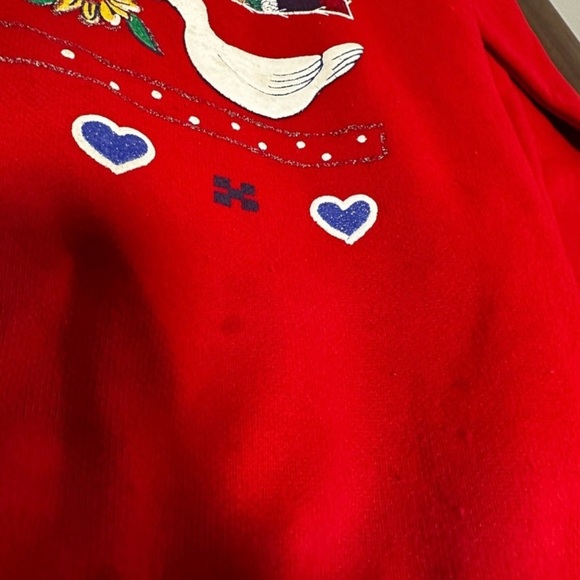 Vintage 80s Act III Red Collared Sweatshirt Size Large Americana Country Cottage - Picture 14 of 16